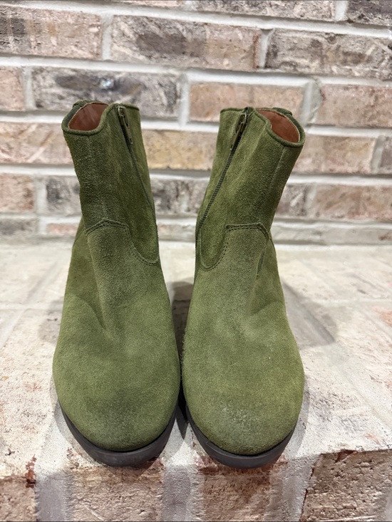 Vince Camuto Shoes - Vince Camuto Olive Green Suede Ankle Booties with Side Zip